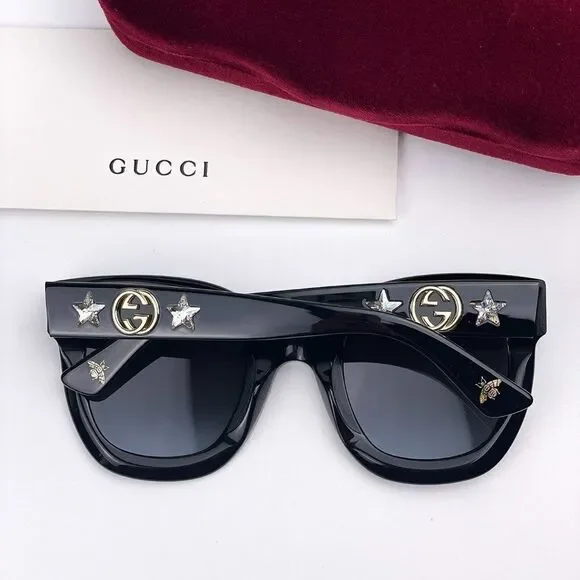 NEW GucciGG0208S 001 Black Gray Mirrored Gradient